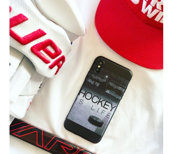 Kryt Hockey is life iPhone X/XS - čierny